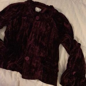 Boho Crinkle Velvet Jacket with Ruffle Sleeve